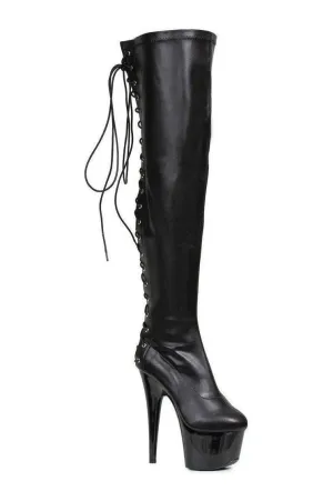 609-FARE Thigh Boot  | Black Patent