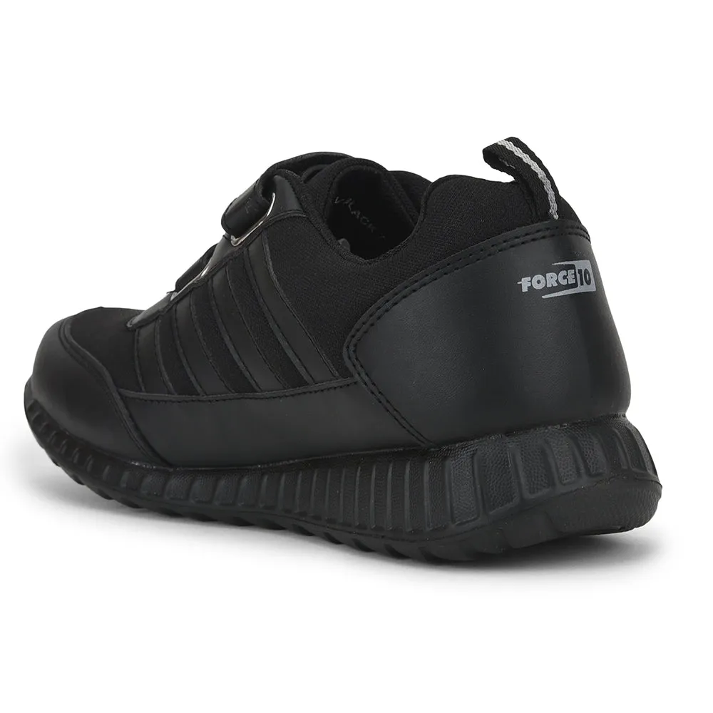 Force 10 Black Non Lacing Uniform School Shoes For Kids 9906-90SV By Liberty