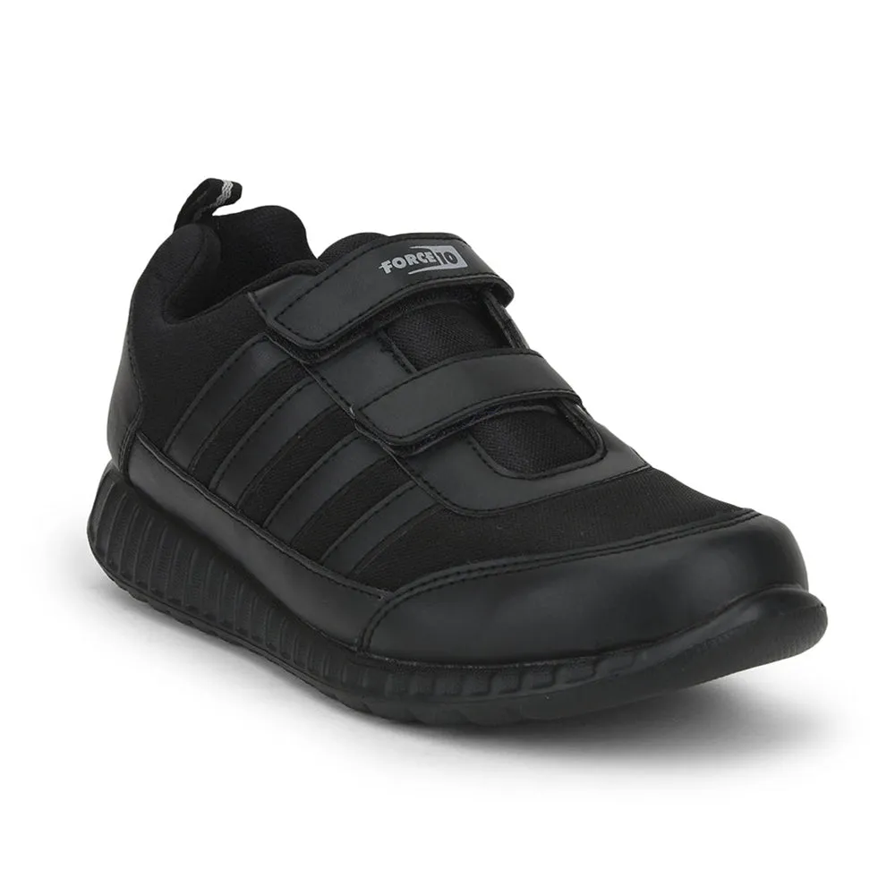Force 10 Black Non Lacing Uniform School Shoes For Kids 9906-90SV By Liberty