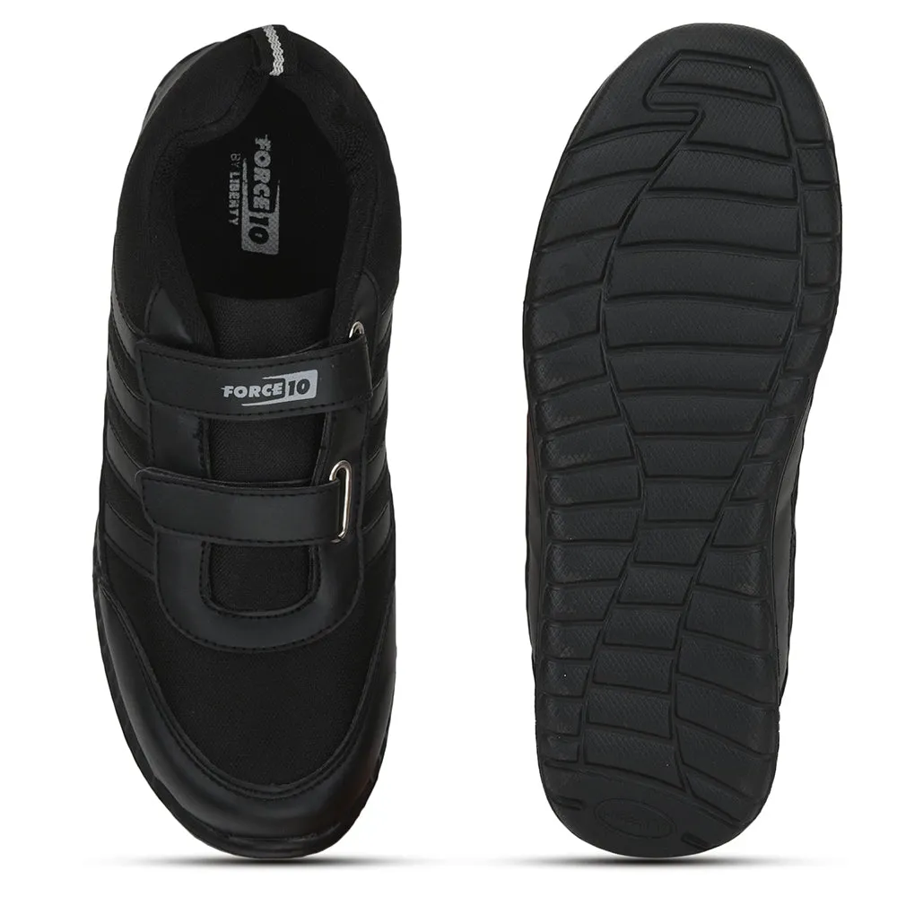Force 10 Black Non Lacing Uniform School Shoes For Kids 9906-90SV By Liberty