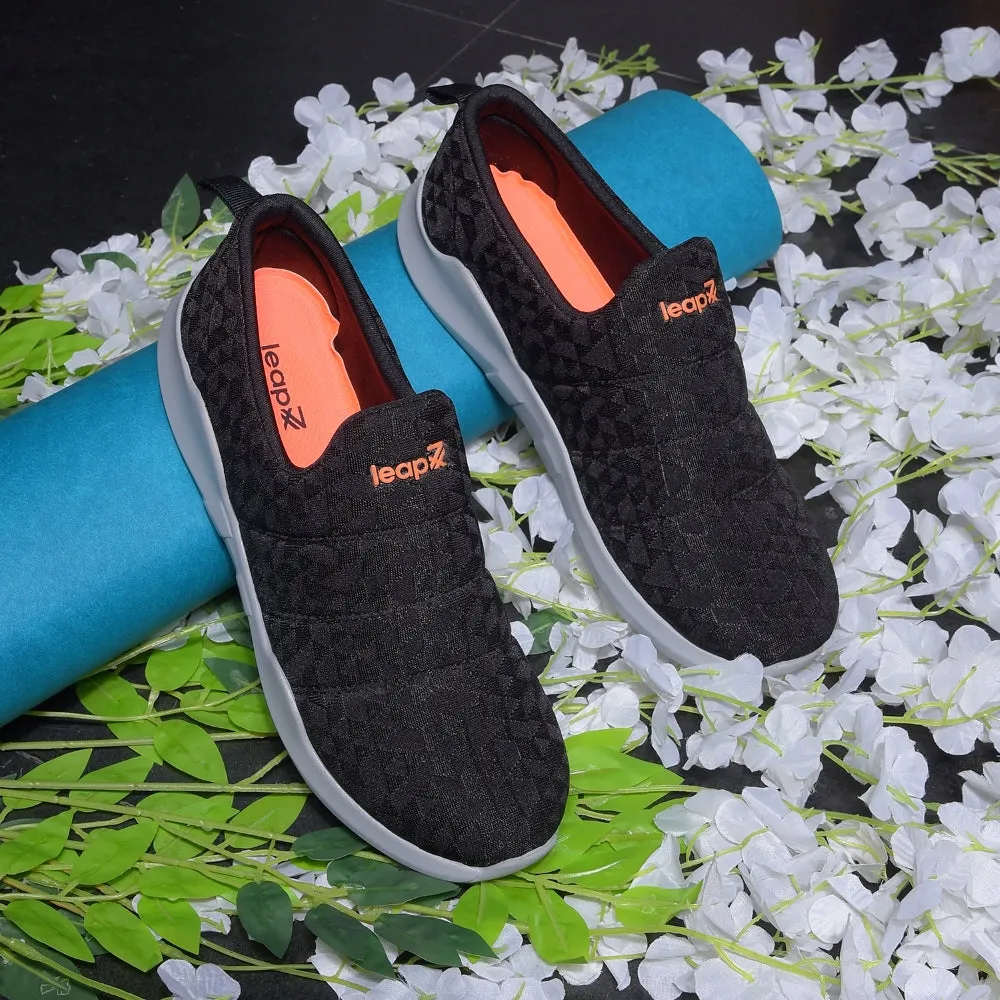 Leap7x Black Non Lacing Casual Shoes For Women AVILA-96 By Liberty