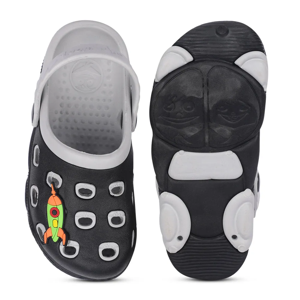 Lucy & Luke Black Casual Slingback Clogs For Kids LPMXT-823 By Liberty