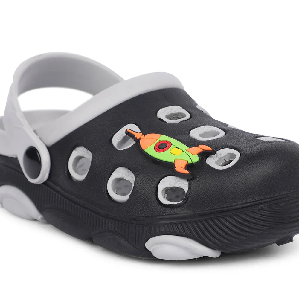 Lucy & Luke Black Casual Slingback Clogs For Kids LPMXT-823 By Liberty