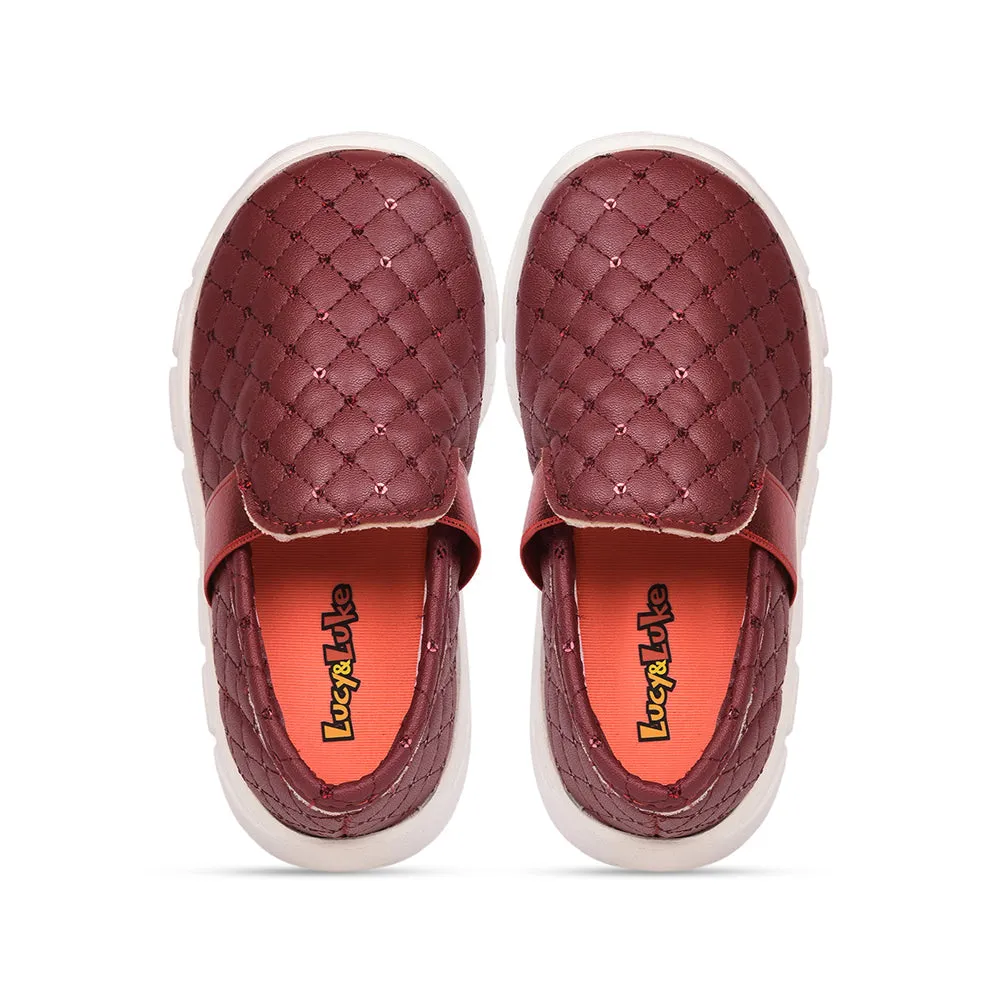 Lucy & Luke (Maroon) Casual Non Lacing Shoes For Kids FLYNN-31 By Liberty