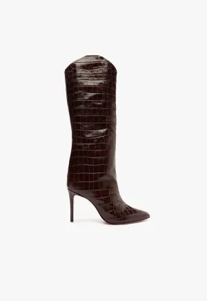 Maryana Crocodile-Embossed Leather Boot