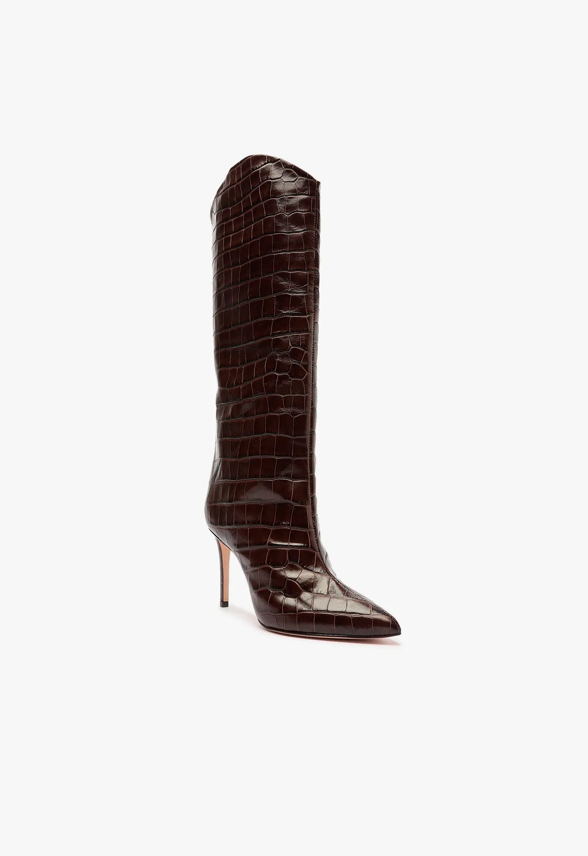 Maryana Crocodile-Embossed Leather Boot