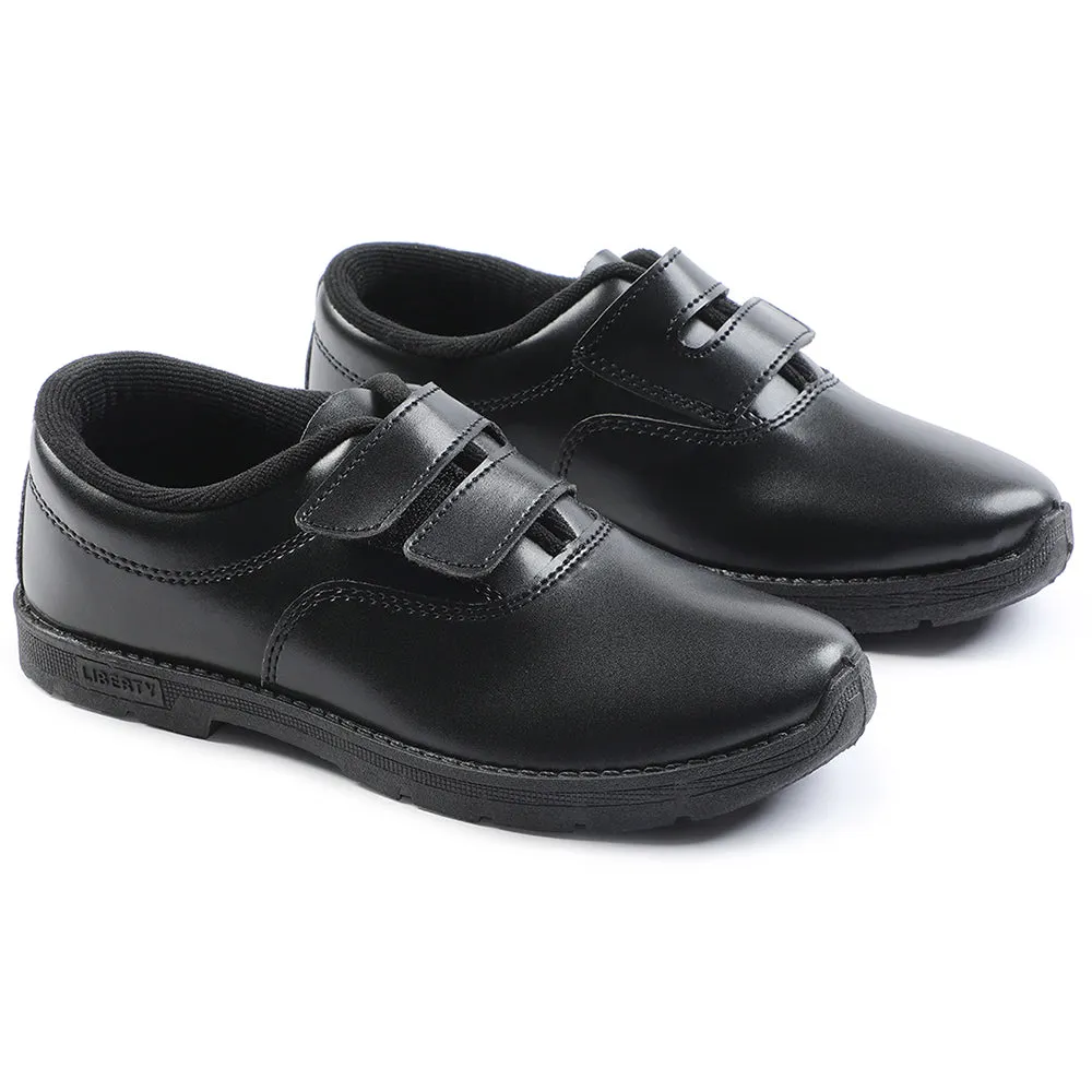 Prefect Black Velcro Uniform School Shoes For Kids S/BOY-V By Liberty
