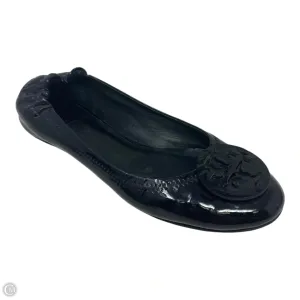 Reva Patent Logo Flats Shoes Designer By Tory Burch In Black, Size: 8