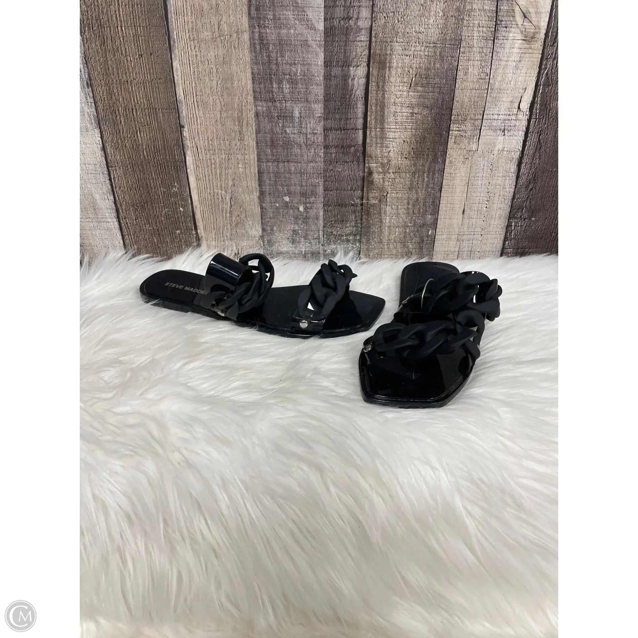 Sandals Flats By Steve Madden In Black, Size: 8