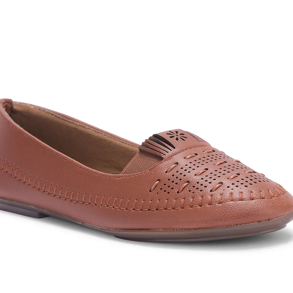 Senorita Tan Casual Ballerina Shoes For Women PRESSY-1 By Liberty