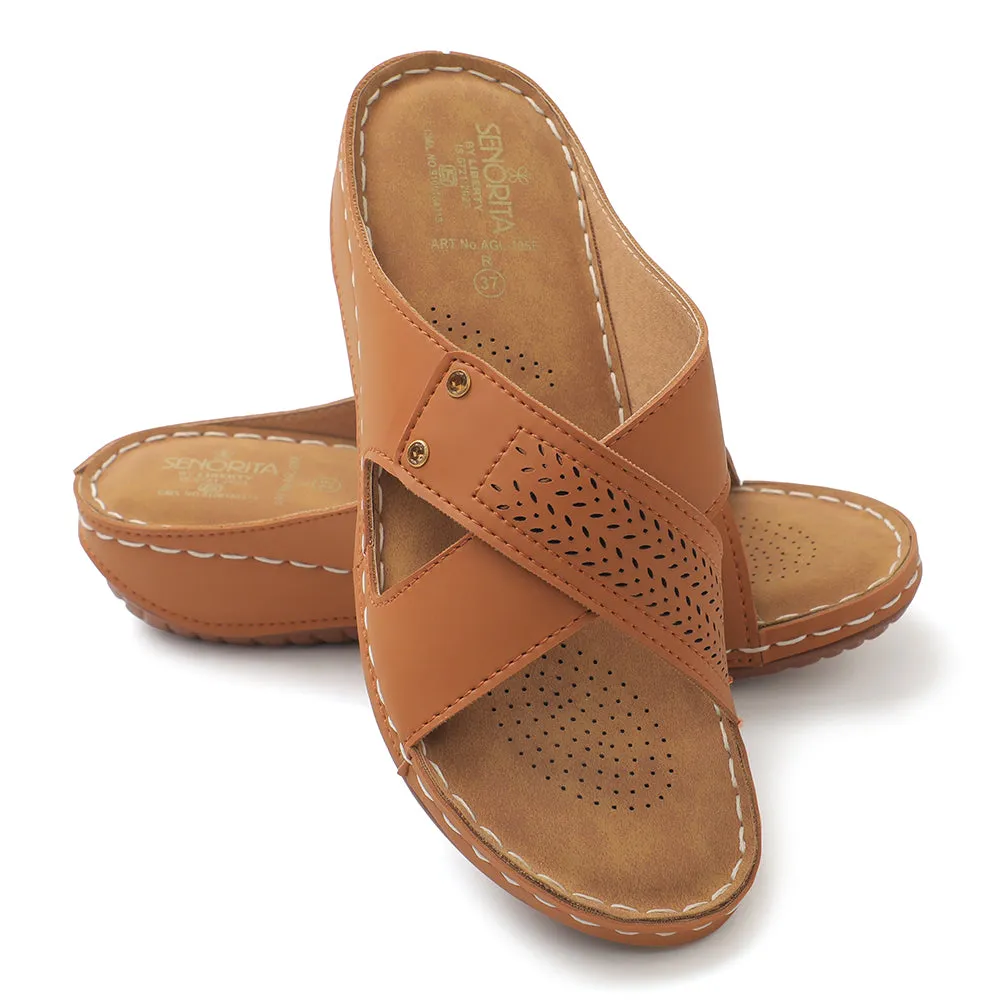 Senorita Tan Casual Slipper For Women AGL-105E By Liberty