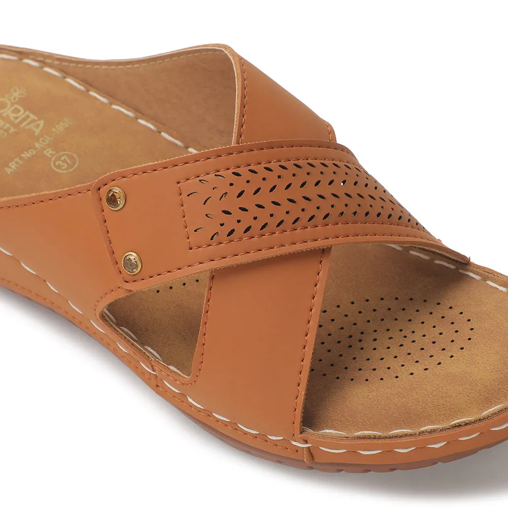 Senorita Tan Casual Slipper For Women AGL-105E By Liberty