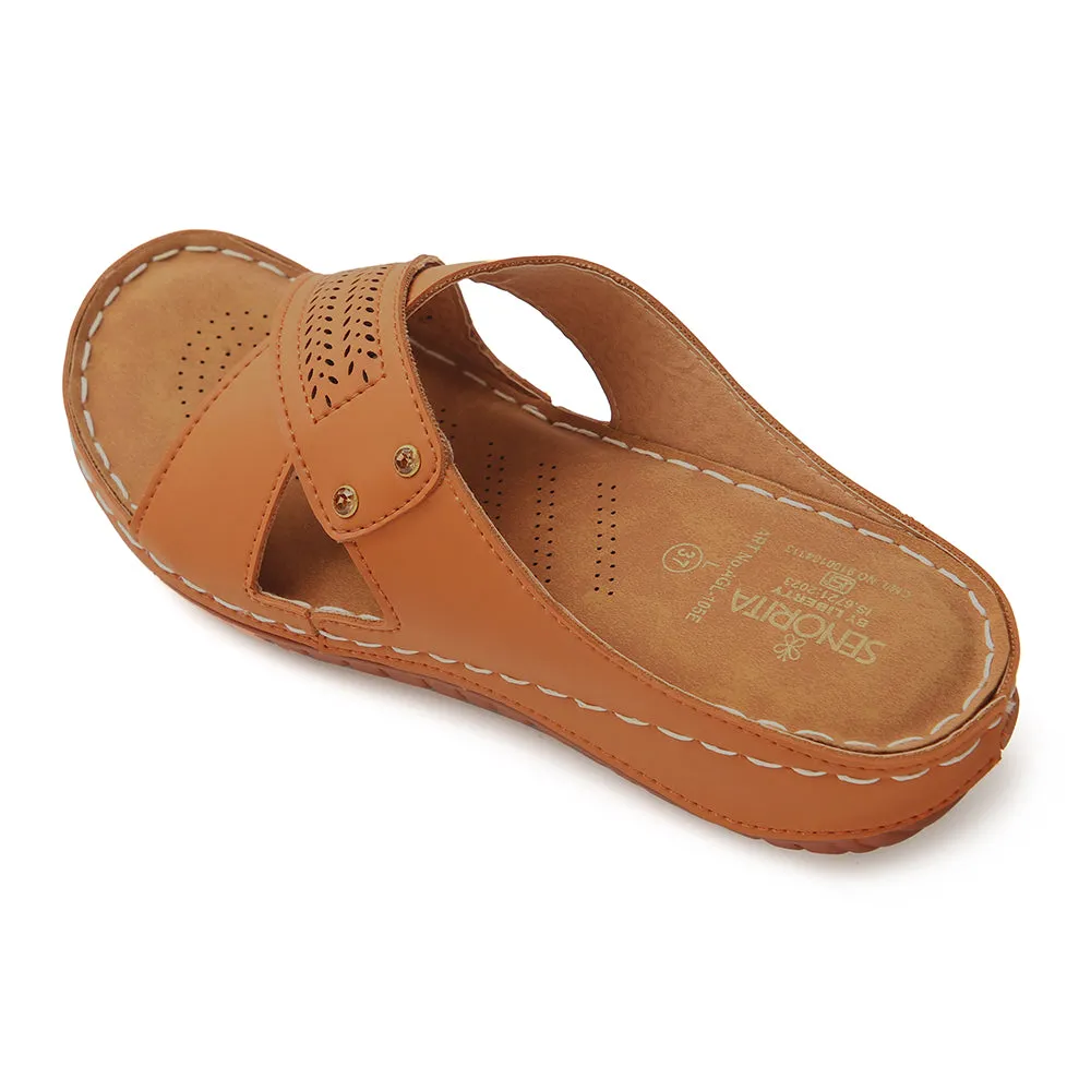 Senorita Tan Casual Slipper For Women AGL-105E By Liberty