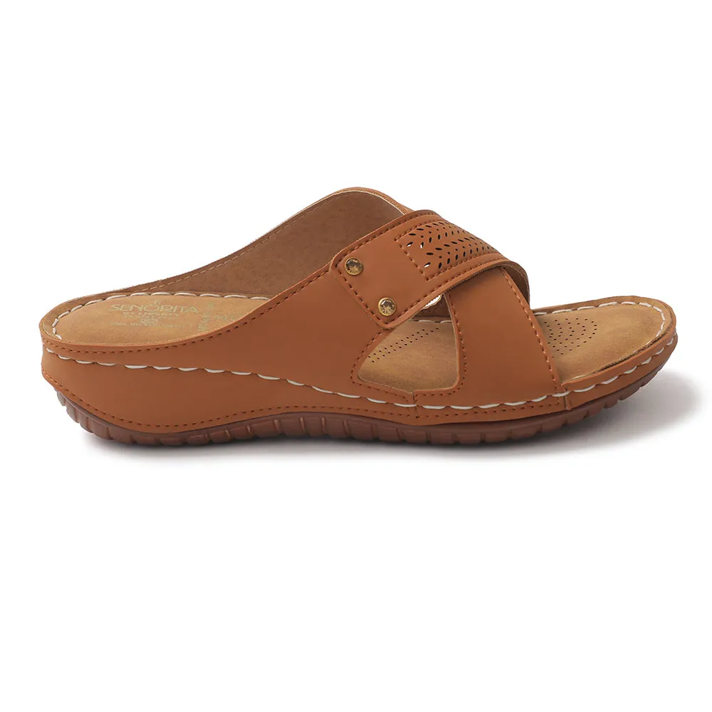 Senorita Tan Casual Slipper For Women AGL-105E By Liberty
