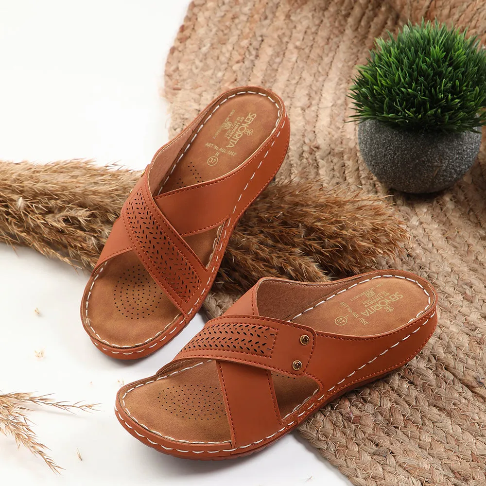 Senorita Tan Casual Slipper For Women AGL-105E By Liberty