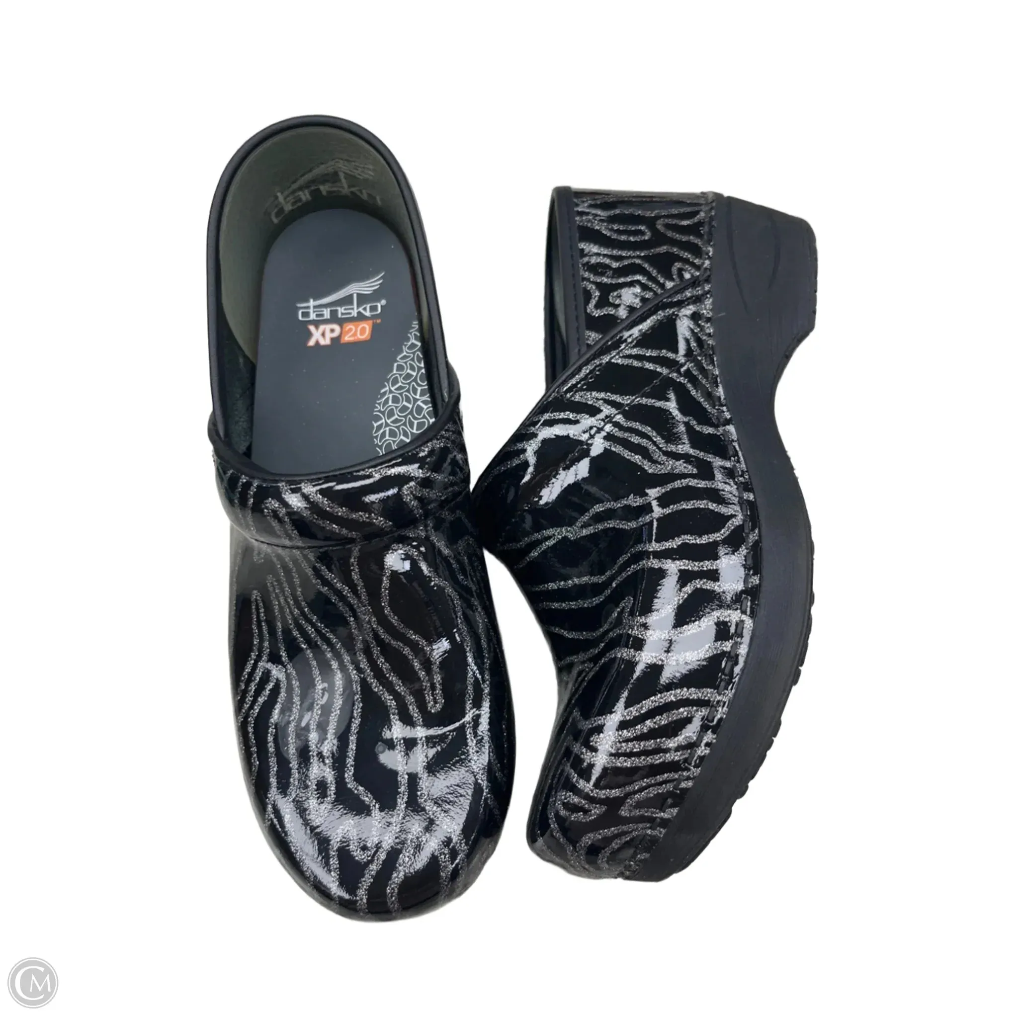 Shoes Flats By Dansko In Black & Silver, Size: 8.5